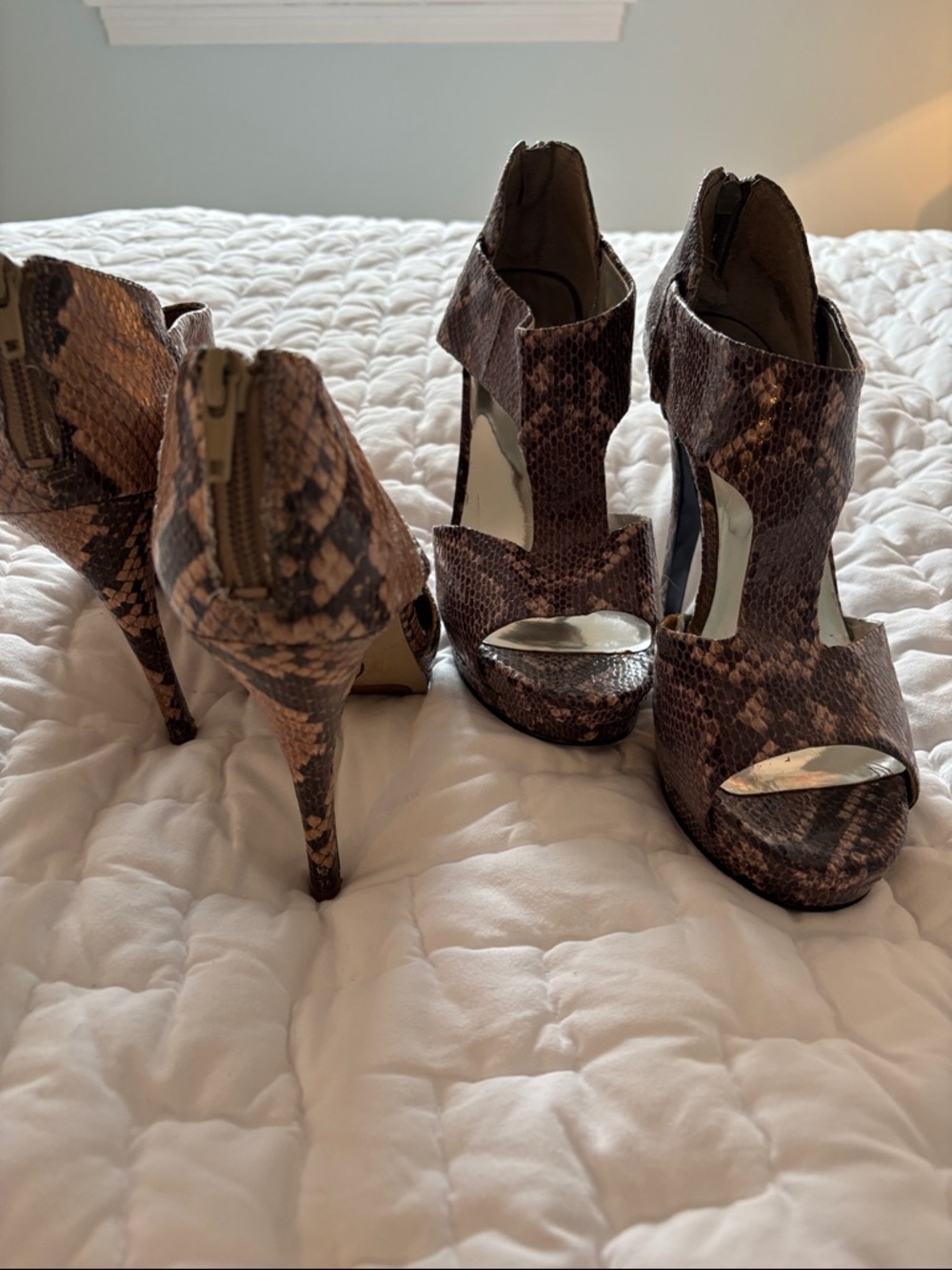 2 Pair  of Snakeskin Peep toe Shoes